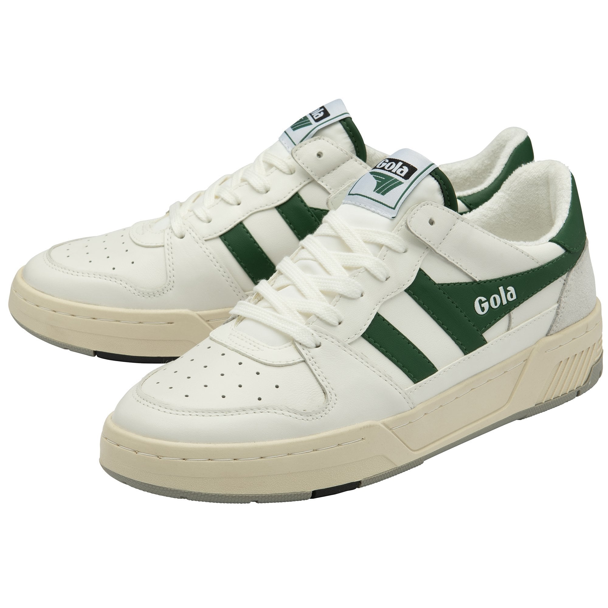 White and Green Sneakers Retro Slick Sneakers : Green and White main image 3