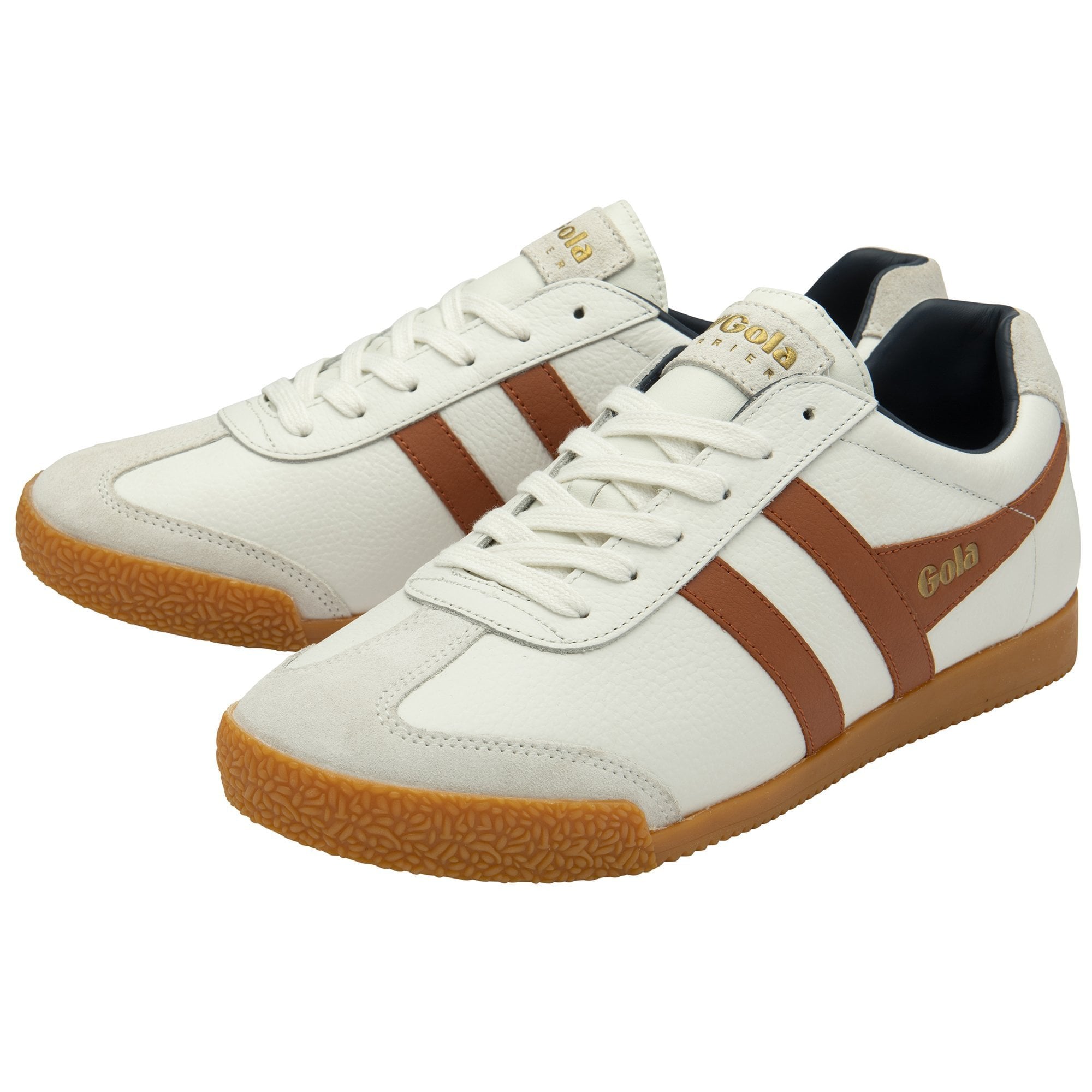 Buy Gola mens Harrier Leather sneakers in white/orange  display picture 1