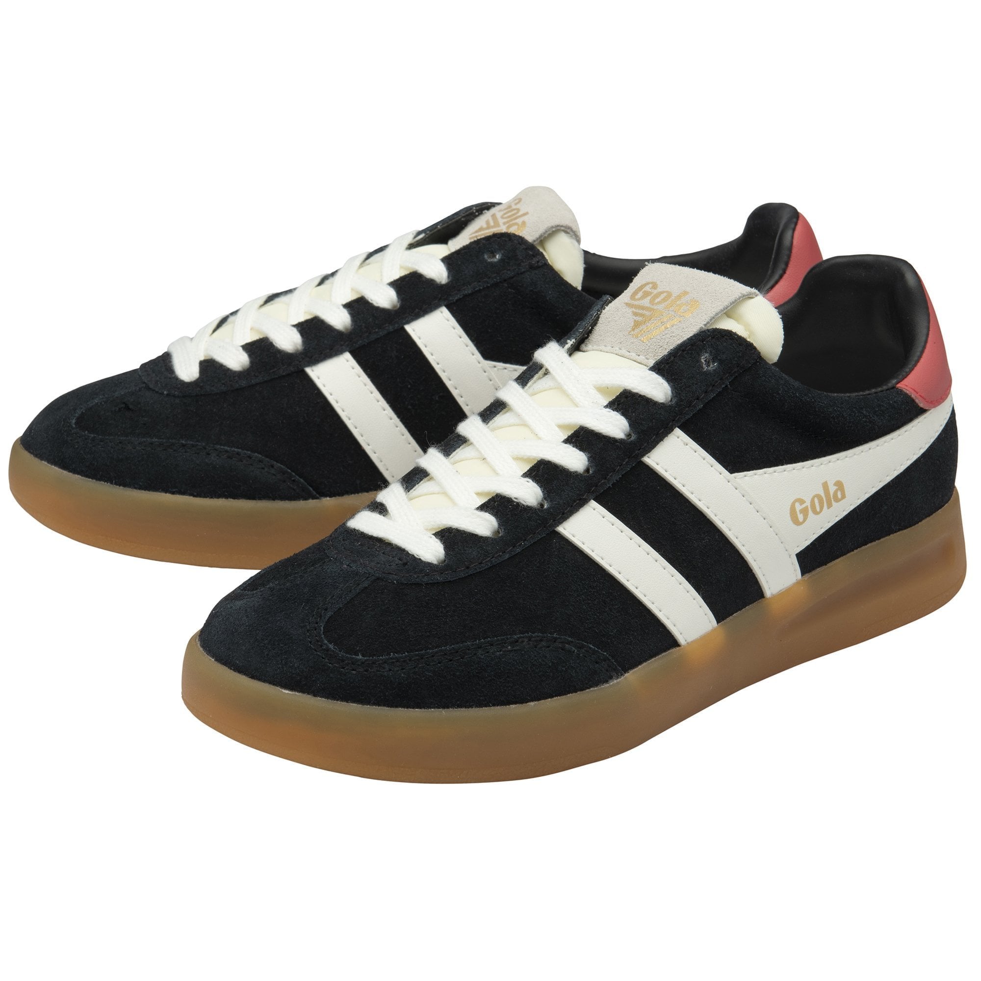 Buy Gola womens Cyclone sneakers in black/off white/coral/gum